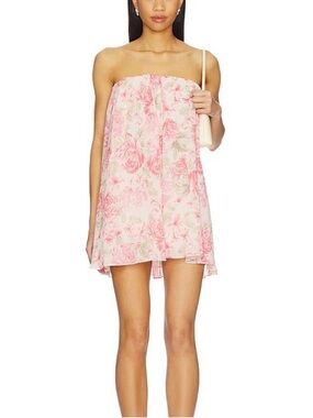 Lovers + Friends Strapless Floral Chemise in Pink & Cream